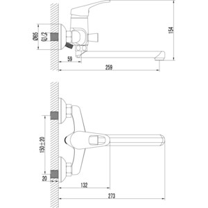 Смеситель для ванны Lemark Omega (LM3110C)