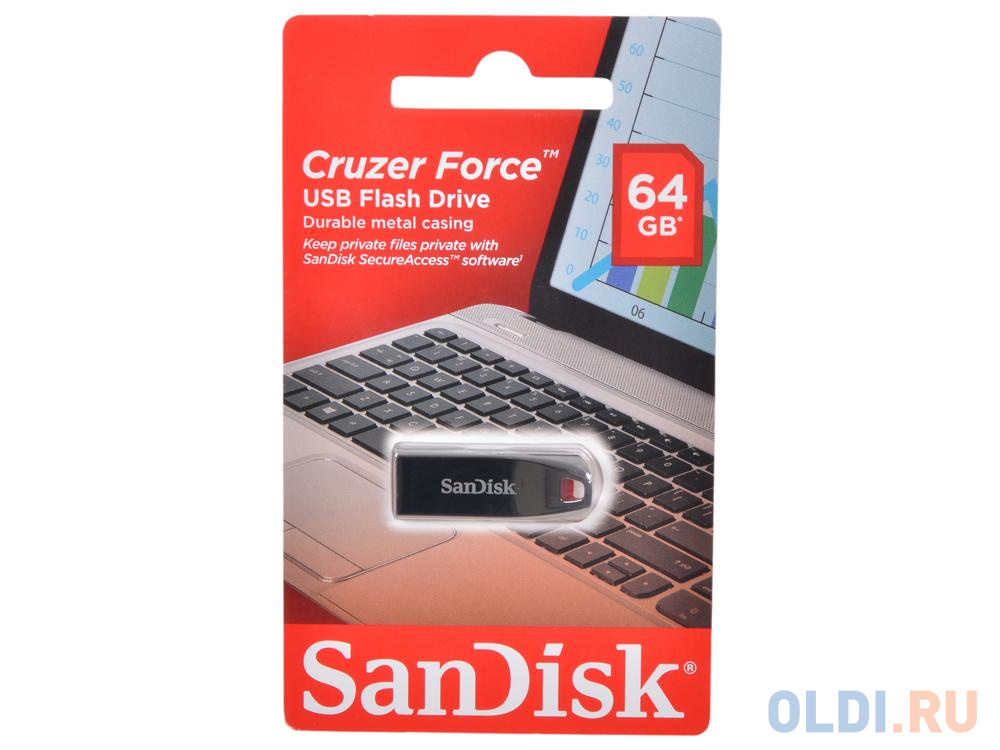 Внешний накопитель 64GB USB Drive <USB 2.0 SanDisk Cruzer Force (SDCZ71-064G-B35)