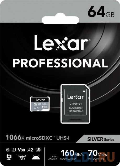 Карта памяти microSDXC 64Gb Lexar Professional 1066x