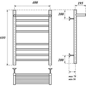 Полотенцесушитель водяной Point П7 400х600 с полкой, хром (PN10146SP)