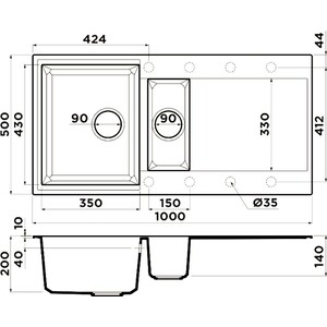 Кухонная мойка Omoikiri Sakaime 100-2-BL черный (4993892)