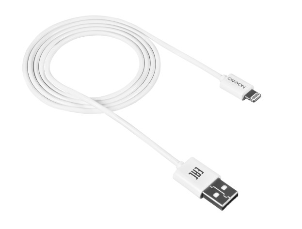 Кабель Canyon, USB - Lightning 8-pin, 1м, Белый CNE-CFI1W в Москвe