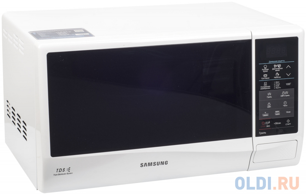 Микроволновая печь Samsung GE83KRW-2, гриль, 800Вт, 23л, эл. управление, защита от детей, белый [GE83KRW-2/BW]