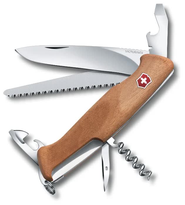 Нож Victorinox RangerWood 55, 130 мм, 10 функций, дерево