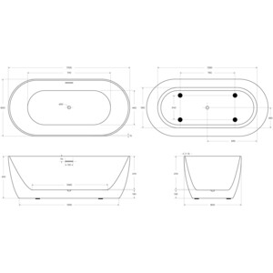 Акриловая ванна BelBagno 170х80 слив-перелив, белая матовая (BB413-1700-800-MATT)