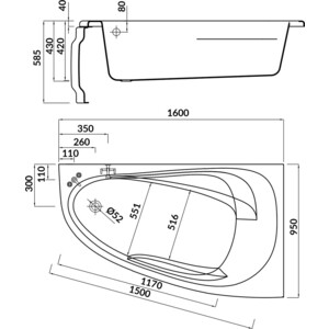 Акриловая ванна Cersanit Joanna 160х95 правая, с каркасом (63339, K-RW-JOANNA*160n) в Москвe