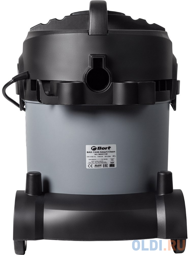 Bort Пылесос для сухой и влажной уборки BAX-1520-Smart Cle {Расход воздуха 50 л/сек; 94 л/сек; Вместимость бака 20 л; Мощность 1400 Вт; Пылесос для вл
