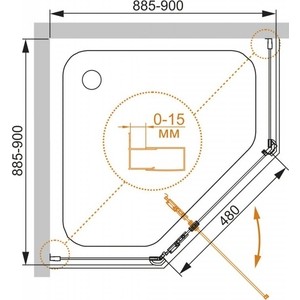 Душевой уголок Cezares ECO-O P-1 90x90 прозрачный, хром (ECO-O-P-1-90-C-Cr)