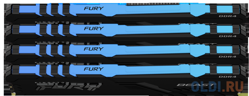 Комплект памяти DDR4 DIMM 128Гб (4х32Гб) 3600MHz CL18, Kingston FURY Beast Black RGB