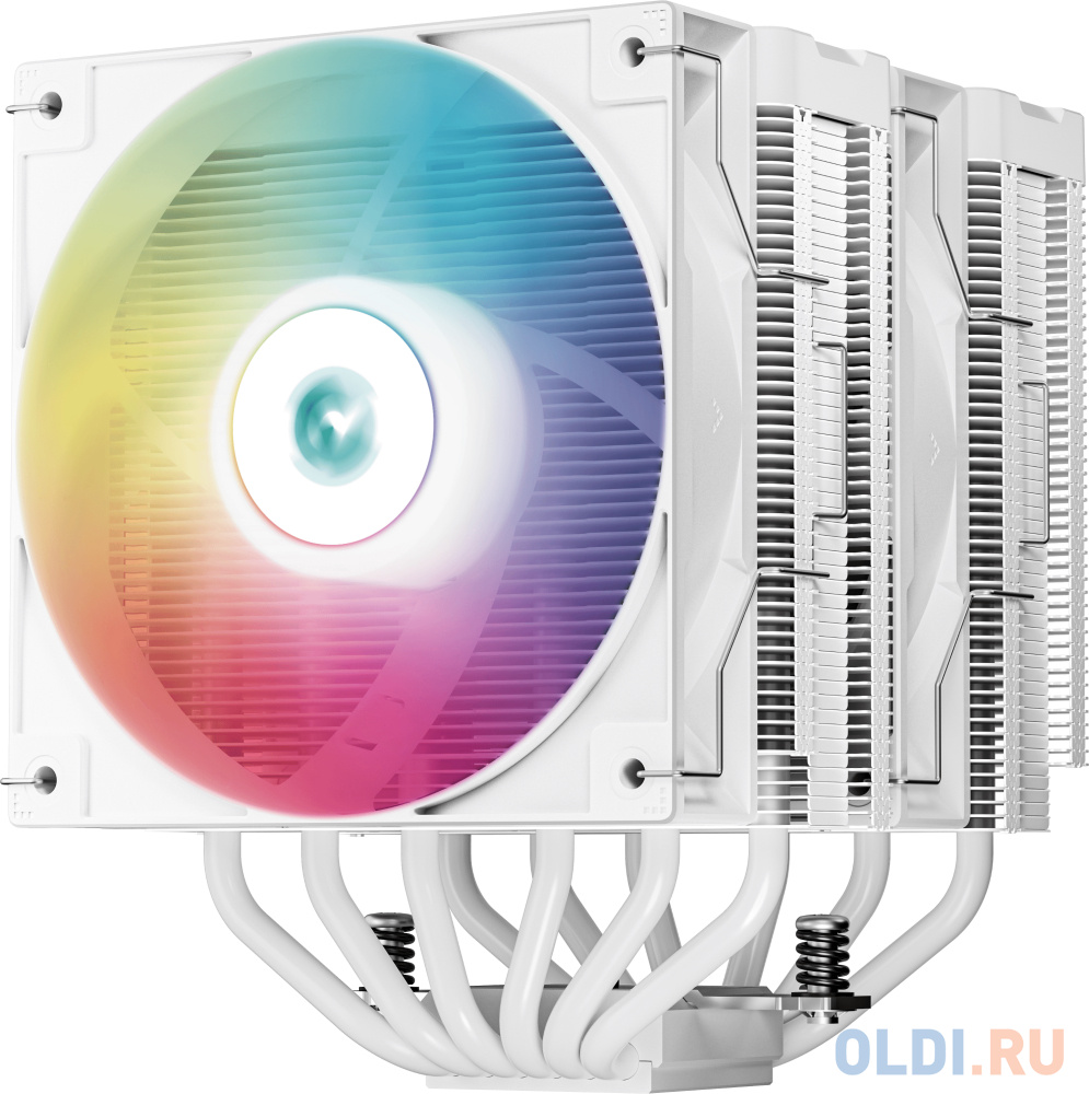 DEEPCOOL AG620 DIGITAL WH ARGB LGA1700/1200/115X/AM5/AM4 (8шт/кор, TDP 260W, PWM, DUAL Fan 120mm, 6 тепл. трубок, белый) RET