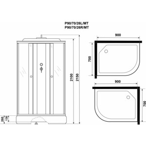 Душевая кабина Niagara Promo P90/70/26L/MT 90х70х215 левая