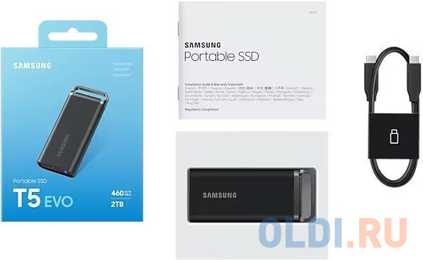 SSD Samsung T5 EVO External 2Tb BLACK USB 3.2 (MU-PH2T0S/WW) 1year в Москвe