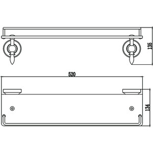 Полка стеклянная Savol серия 68b 60 см, золото (S-06891B)