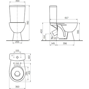 Унитаз-компакт Rosa Стиль с сиденьем микролифт (4630055558391) в Москвe