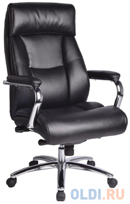 Кресло офисное BRABIX "Phaeton EX-502", натуральная кожа, хром, черное, 530882