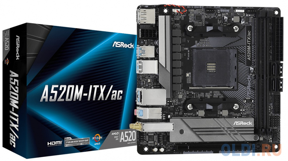 Материнская плата ASRock A520M-ITX/AC Socket AM4 AMD A520 2xDDR4 1xPCI-E 16x 4 mini-ITX Retail