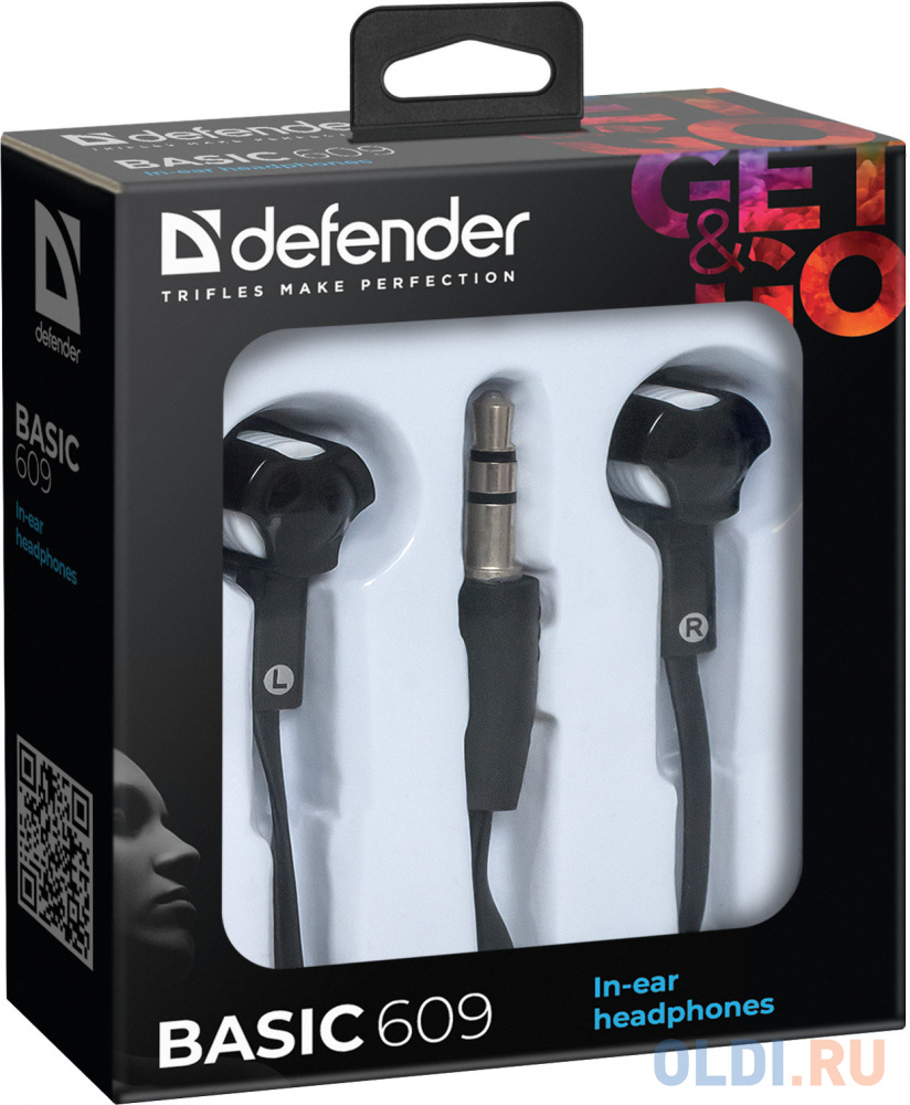 Наушники Defender Basic-609 black+white кабель 1,1 м