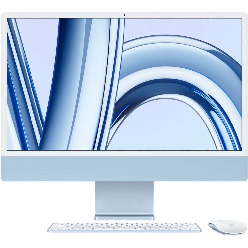 Моноблок Apple iMac MQRR3ZP/A 24" 4480x2520, Apple M3 4 ГГц, 8Gb RAM, 512Gb SSD, Apple M3, WiFi, BT, Cam, MacOS, синий, клавиатура, мышь (MQRR3ZP/A)