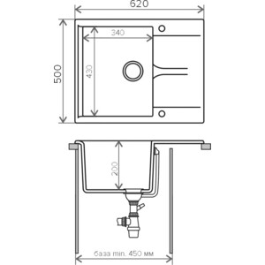 Кухонная мойка Polygran Gals 620 №16 черный (444515) в Москвe