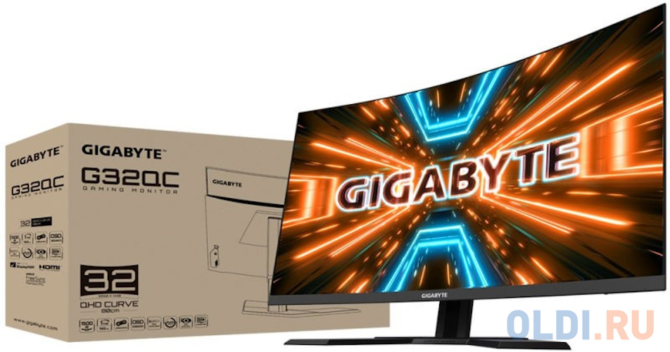 Монитор GIGABYTE 9DGG32QCA-00-3ABEK  31.5'' 2560x1440, VA, 178/178, 1мс, 165Hz, 350nit, DP/2HDMI, 3USB, HT, 1y