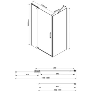 Душевой уголок Vincea Extra VSR-1E 120-110x100 прозрачный, хром (VSR-1E111210CL)