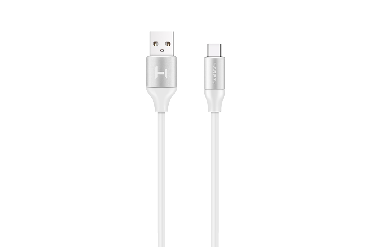 Кабель USB 2.0 Type-C(m)-USB 2.0(Am), 2A быстрая зарядка, 1м, белый HARPER (SCH-730) в Москвe