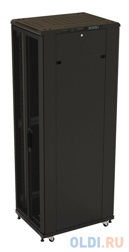 Шкаф настенный 19" 42U Hyperline TTB-4281-DD-RAL9004  2055x800х1000 передняя и задняя распашные перфорированные двери (75%), ручка с замком, черн