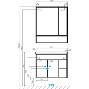 Тумба с раковиной Акватон Флай 80 дуб крафт (1A237401FAX10, 1WH302251) в Москвe