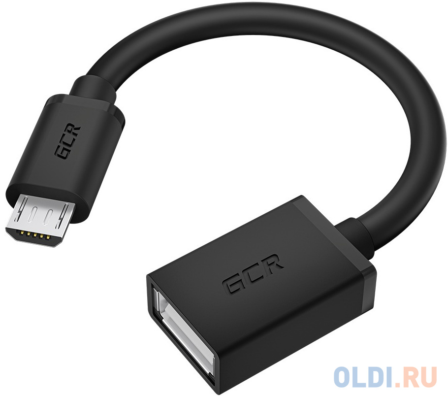 Адаптер microUSB USB 0.5м Greenconnect GCR-53380 круглый черный