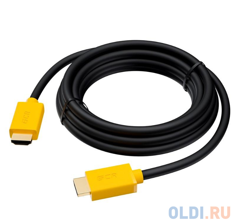 Кабель HDMI 3м Green Connection GCR-HM441-3.0m круглый черный/желтый