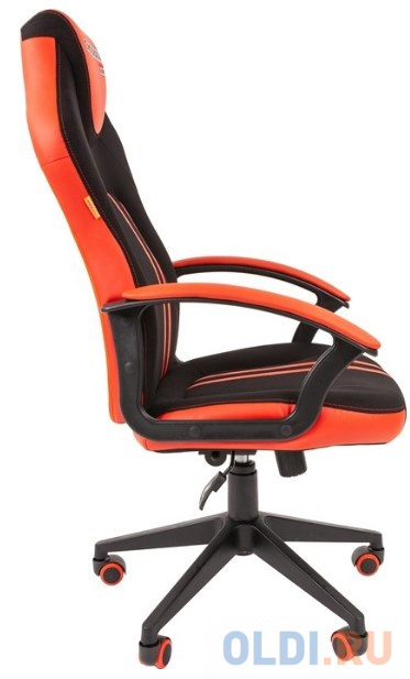 Игровое кресло Chairman game 26 черный/красный  (экокожа, регулируемый угол наклона, механизм качания)