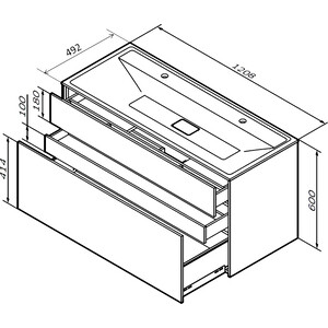 Тумба с раковиной Am.Pm Inspire 2.0 120 подвесная, элегантный серый (M50AFHX1203EGM, M50AWPX1201WG)