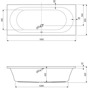 Акриловая ванна Cezares Metauro 180х80 (METAURO-180-80-42-W37) в Москвe