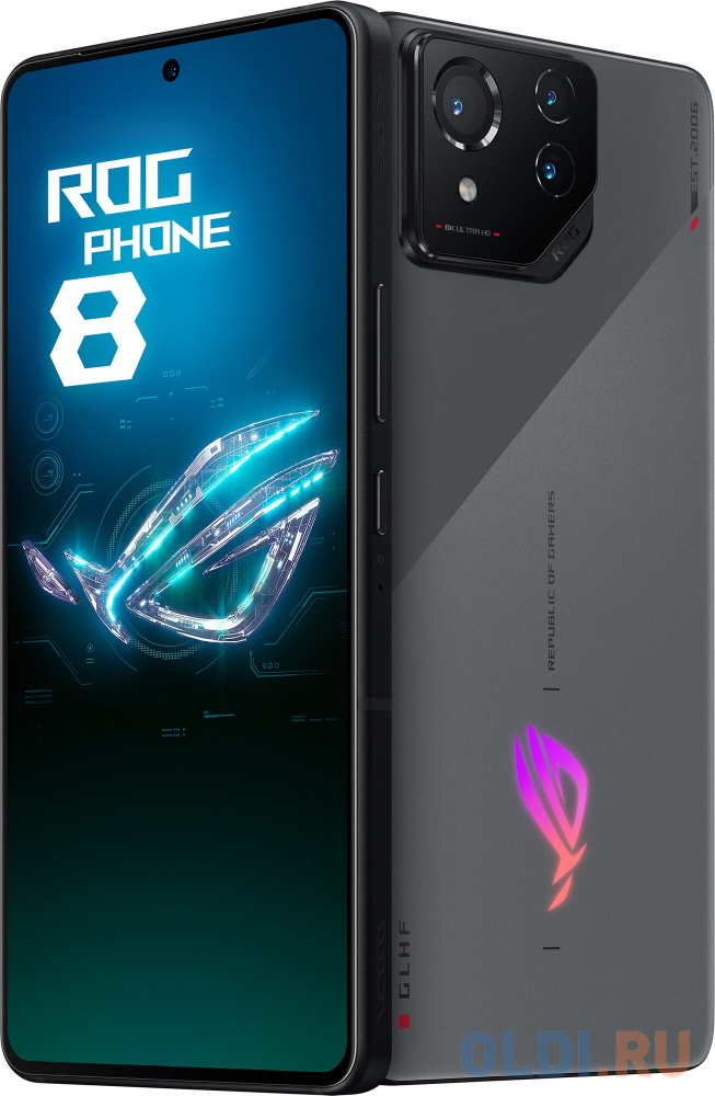 Смартфон Asus AI2401_A ROG Phone 8 256Gb 12Gb серый моноблок 3G 4G 2Sim 6.78" 1080x2400 Android 14 50Mpix 802.11 a/b/g/n/ac/ax/be NFC GPS GSM900/ в Москвe