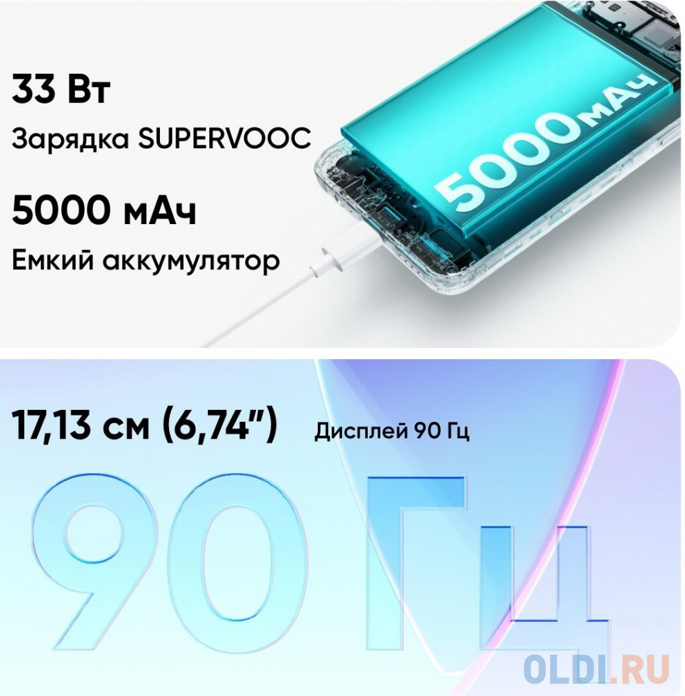 Смартфон Realme RMX3830 C51 128Gb 4Gb зеленый моноблок 3G 4G 2Sim 6.74" 720x1600 Android 13 50Mpix 802.11 a/b/g/n/ac NFC GPS GSM900/1800 GSM1900