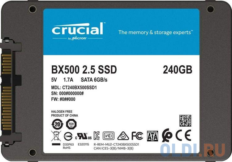 SSD накопитель Crucial BX500 240 Gb SATA-III в Москвe