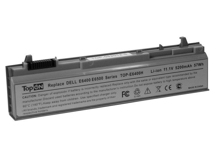 Аккумуляторная батарея TopON TOP-E6400 для Dell Latitude E6400, E6410, E6500, E6510, Precision M2400, M4400, M4500, M6400, M6500 Series, 11.1V, 4400mAh, серебристый (TOP-E6400)
