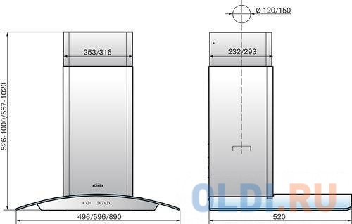 Вытяжка каминная Elikor Аметист 90П-650-К3Д черный