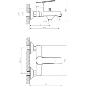 Комплект смесителей Decoroom для раковины и ванны, с душем, хром (DR22011, DR22036)