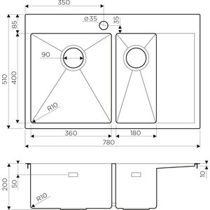 Кухонная мойка Omoikiri Akisame 78-2 GM-L вороненая сталь (4973101)