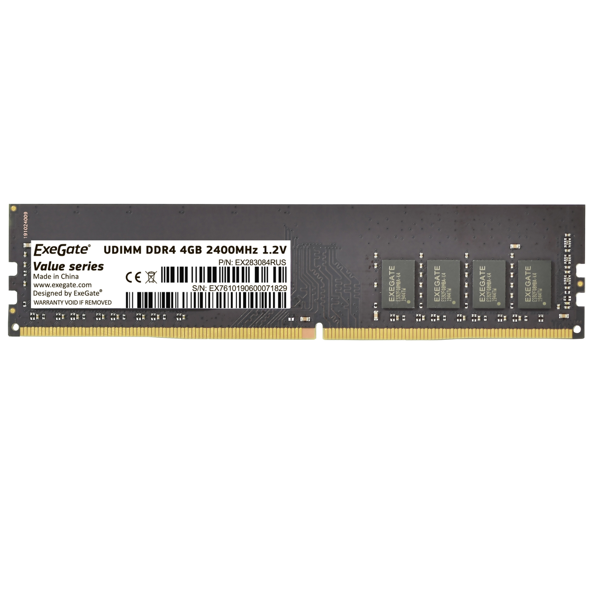 Память оперативная DDR4 ExeGate Value 4Gb 2400MHz (EX283084RUS) в Москвe