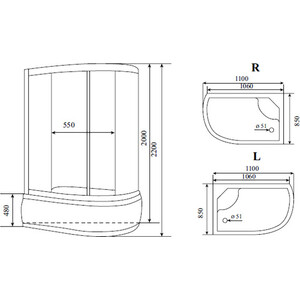 Душевая кабина Timo Standart 110х85х220 правая, стекло прозрачное (Т-6610 S R) в Москвe