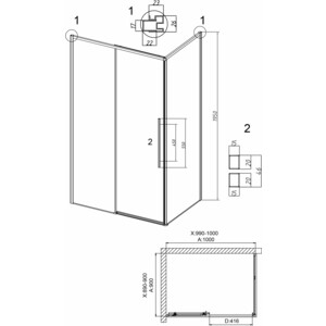 Душевой уголок Grossman Galaxy 100х90 тонированный, черный матовый (120.K33.01.1090.21.10)