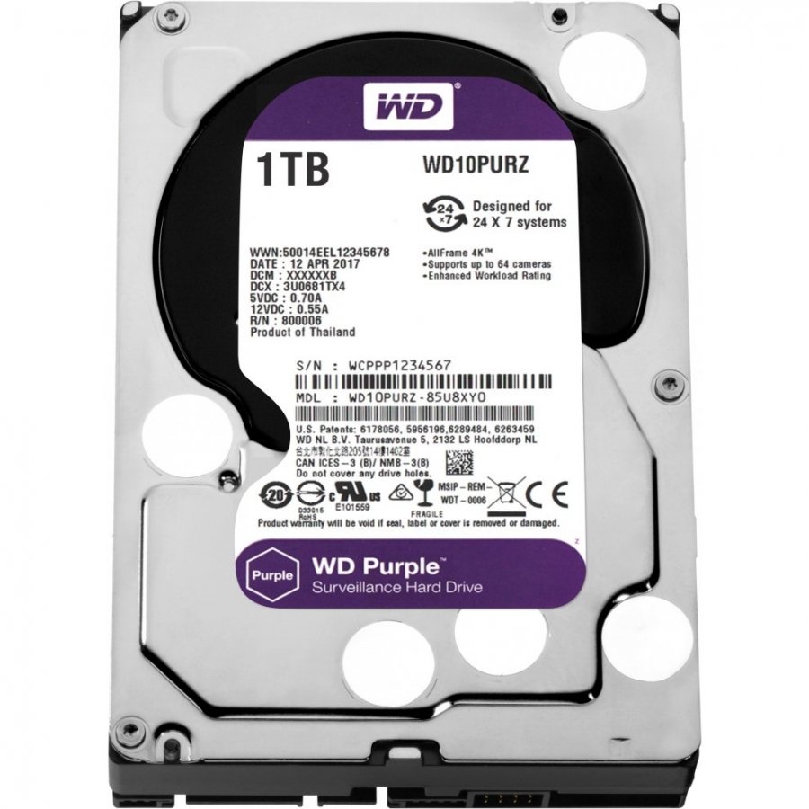 Жёсткий диск WD Purple 1Tb (WD10PURZ) в Москвe