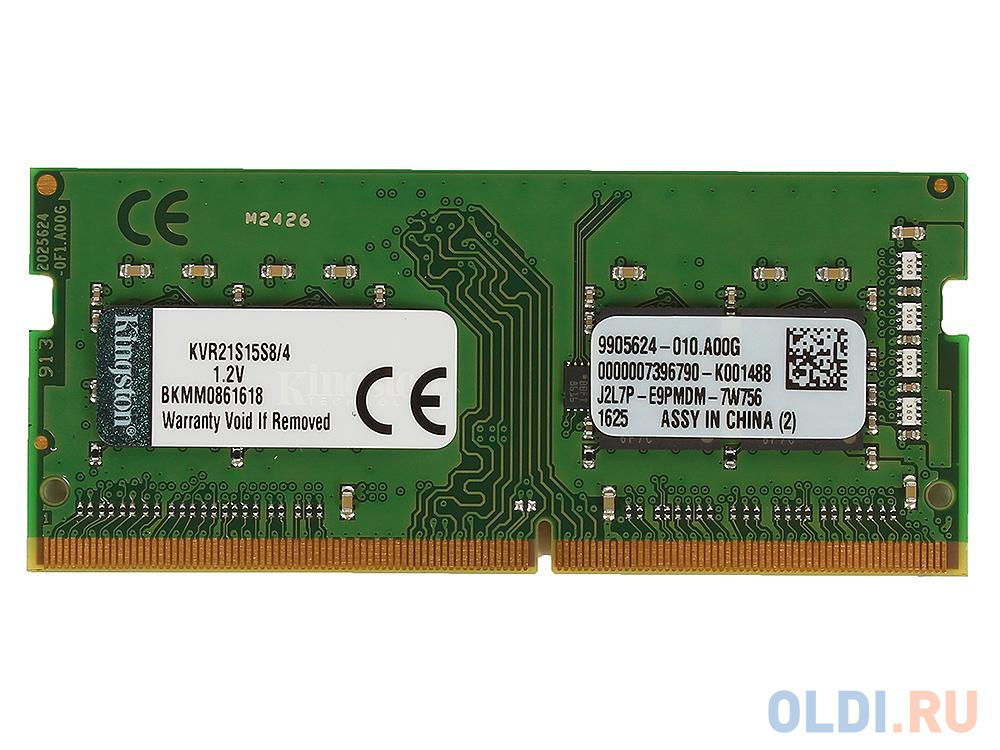 Оперативная память для ноутбука Kingston KVR21S15S8/4 SO-DIMM 4Gb DDR4 2133MHz