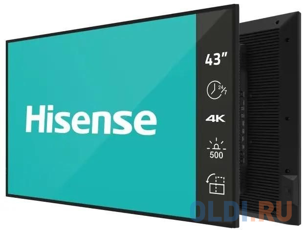 Панель Hisense 43" 43DM66D черный D-LED DID LED 8ms 16:9 HDMI матовая 1200:1 500cd 178гр/178гр 3840x2160 DP 4K USB 10кг в Москвe