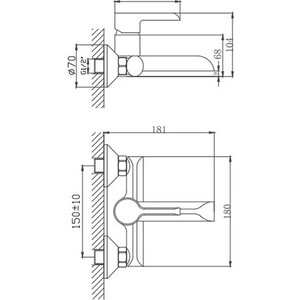 Смеситель для ванны Haiba HB805-7 черный/хром (HB60805-7)