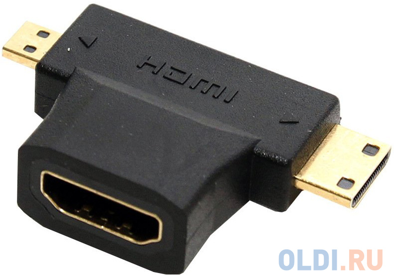 Переходник HDMI(F)-mini + micro HDMI (M) 5bites HH1805FM-T в Москвe