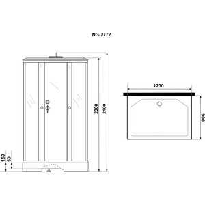 Душевая кабина Niagara NG-7772QG 120х90х210