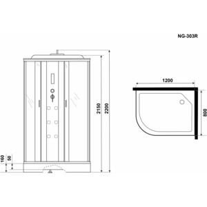 Душевая кабина Niagara NG-303-01R 120х80х220 правая